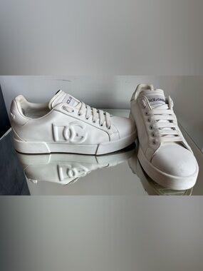 Dolce & Gabbana White Leather Logo Sneakers, size 38